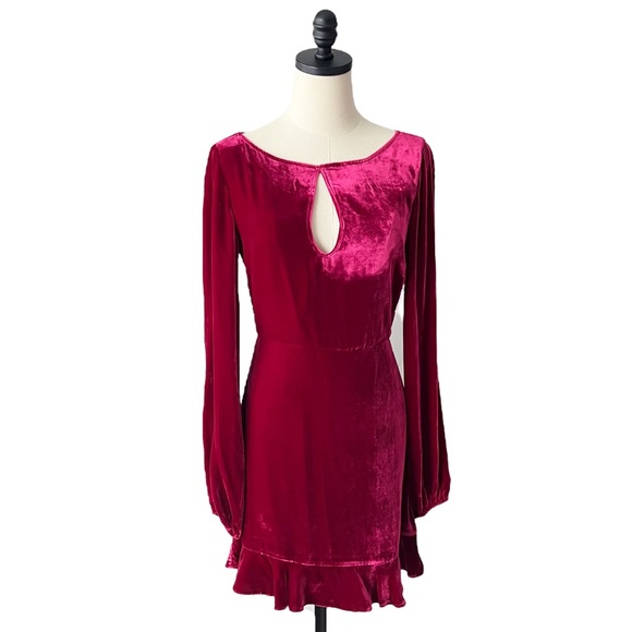For Love And Lemons Raspberry Velvet Mini Dress | SMALL - Picture 3 of 10